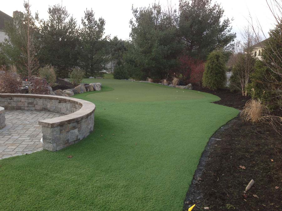 Well-manicured lawn with a personal putting green