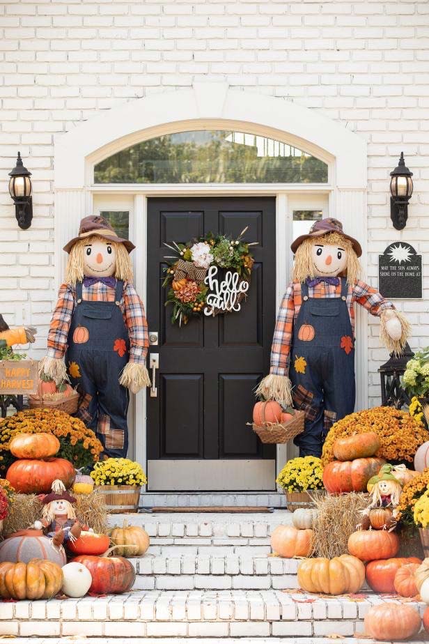 Steps of a home newly decorated for autumn